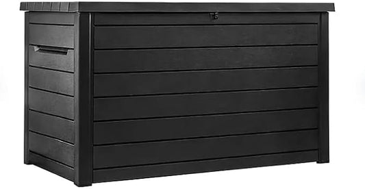 230-Gallon XXL Weather Resistant Resin Deck Storage Container Box, Outdoor Patio Garden Furniture (Graphite)