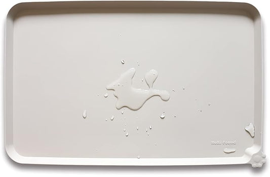 Hoki Found Silicone Pet Food Tray - High-Lips Dog Cat Bowl Mats - Waterproof Dog Cat Food Mats - Colors: Cream Brown