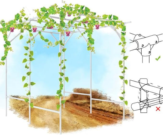 SHANTRA 79'' L x 59'' W x 79'' H Grape Trellis, Vine Support Arch Arbor, Garden Arch, Plant Climbing Pergola, Arbour Gazebo Trellis for Backyard Decoration, White Rack for Vineyard