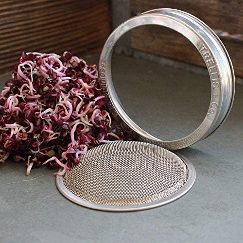 | Stainless Steel Sprouting Kit, 4 Pack | Rust Proof 316 Stainless, Curved Mesh, Fits Most Wide Mouth Mason Jars | Grow Your Own Organic Sprouts From Seeds, Sprouter