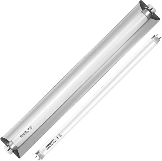 Hypool T8 Strip UVB UVA Reptile Lighting Fixture with 18-Inch 15 Watt UVB 10.0 Fluorescent Bulb Combo Kit 10-Percent UVB Desert Pet Habitat Light for Reptiles Amphibian-1 Pack