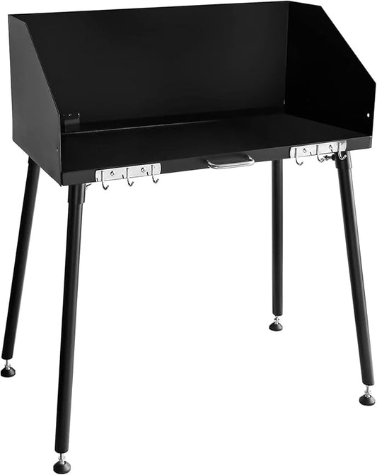 Camp Cooking Table with Foldable Three-Sided Windscreen and Legs, Perfect for Dutch Oven Cooking with Charcoal Briquettes and Food Preparation,38x16