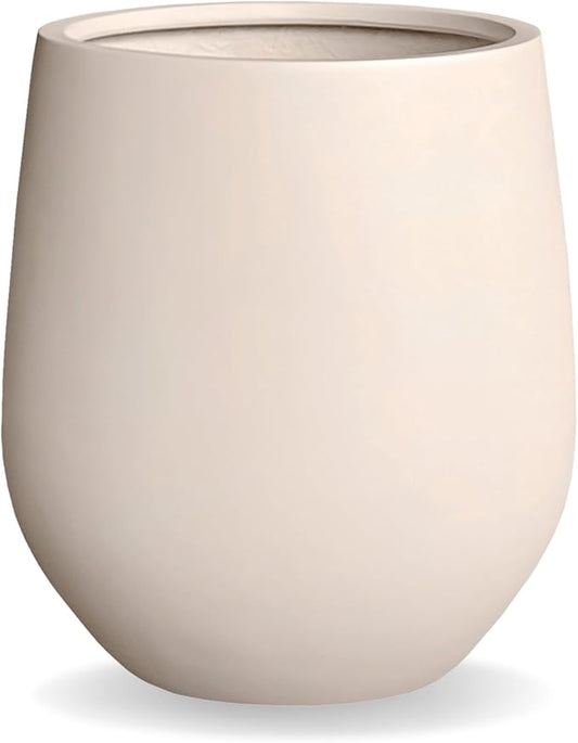 16.5" H x 15" D Corso Fiberstone Round Tapered Planter with Drainage Hole, Smooth Finishes, Weather Resistant for Indoor and Outdoor Use (Kilim Beige, 11.5" Pot Opening)