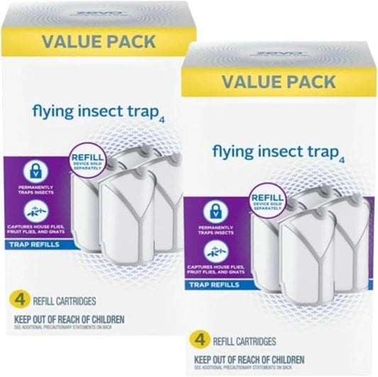Zevo Indoor Flying Insect Trap Refills – 8-Pack Cartridges – Continuous Protection Against Flies, Fruit Flies & Gnats