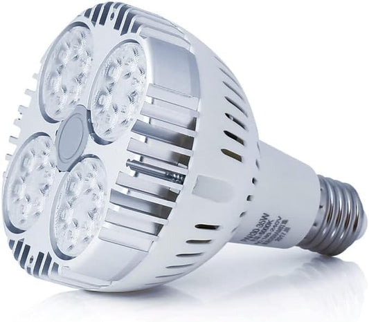 E26 35w Par30 LED Bulb (100 WATT Equivalent) 3000K 3400lm 25 Degree Indoor Spotlight with Cool Fan for Jewellery Clothing Store (Warm White)