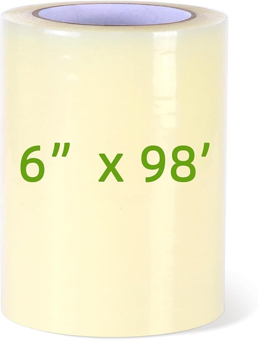 Ohuhu Greenhouse Repair Tape 6" x 98' - 6.3 mil Reinforced Clear Plastic Film for Green House Sheeting, Polyethylene PE Cover Repair