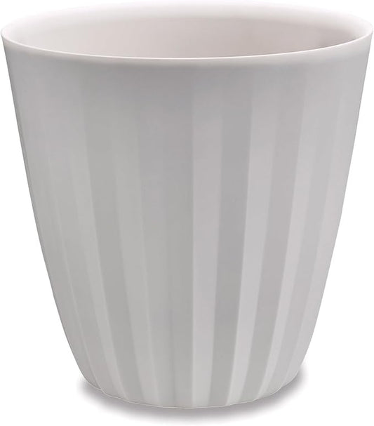 Crescent Garden Pleat Modern Decorative Planter, Indoor/Outdoor Pot, Resin Planter with Drain Hole - 15" W x 15" H (Cloud White)