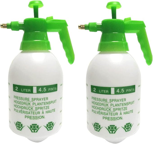 Garden Pump Sprayer, 0.5Gallon/68oz Hand-held Lawn Pressure Spray Bottle with Adjustable Nozzle (Green-2Pcs)