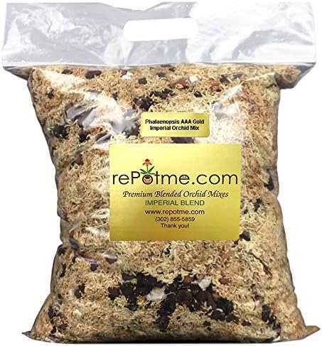 rePotme Orchid Potting Mix - Phalaenopsis AAA Gold Imperial Orchid Mix (Mini Bag) - Premier Orchid Potting Mix with Orchid Moss and Orchid Bark - Hand Blended in The USA