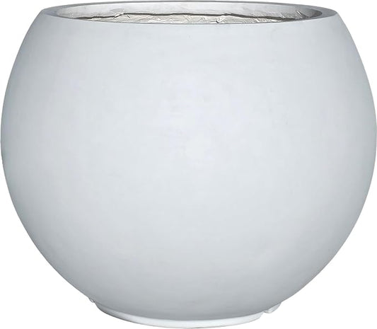 17 H x 21" Dia (15" Pot Opening) Round Fiberstone Planter with Drainage Hole, White, Indoor/Outdoor Large Plant Pot for Home Patio Garden, Ideal for Large Plants