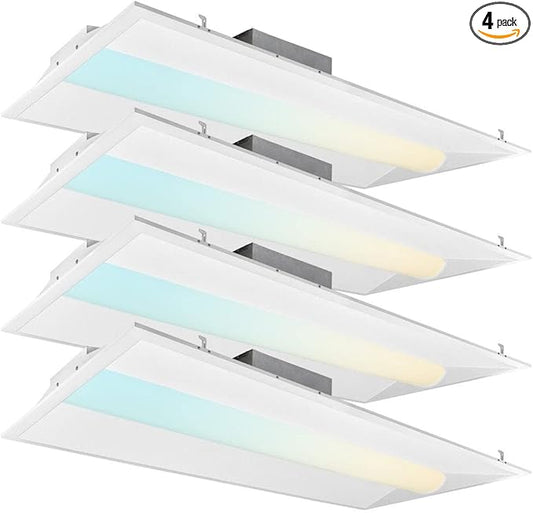 2x4 FT Center Basket LED Troffer Panel Light, 40/50/60W, 3 Color Options 3000K | 4000K | 5000K, Dimmable Drop Ceiling Lights, 5000/6250/7500 Lumens, Damp Rated, 120-277V, DLC Premium (4 Pack)