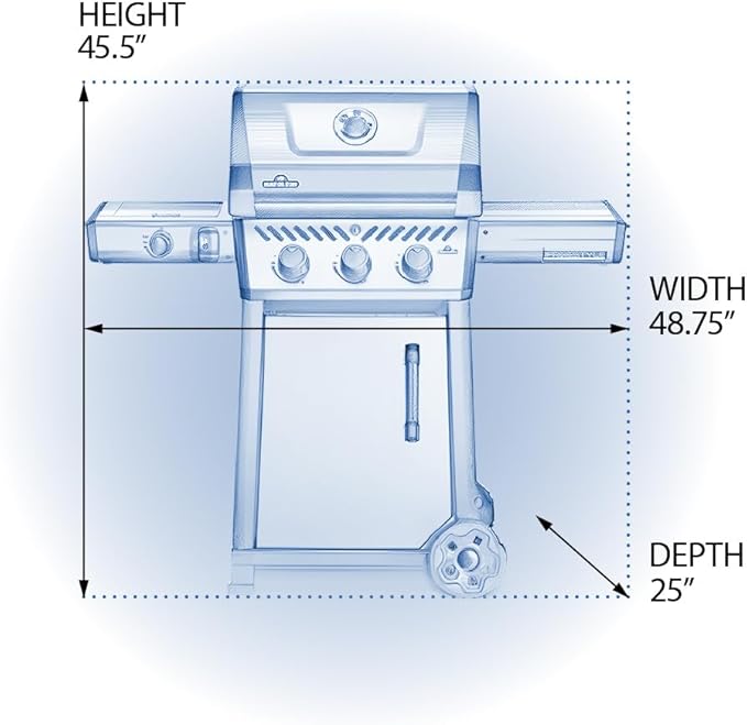 Napoleon Freestyle 365 Propane Gas Outdoor Grill with Range Side Burner, Graphite Grey – 4-Burner BBQ for Versatile Cooking