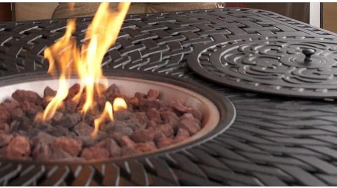 Signature 60 Inch Propane Fire Pit Dining Table by Darlee - Antique Bronze