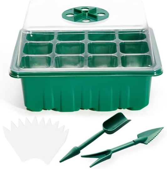 3 Pack Seed Starter Tray with Humidity Dome and Base (36 Cells Total), Plant Germination Kit for Seeds Growing Starting, Mini Seedling Propagator Small Greenhouse, Reusable Garden Supplies