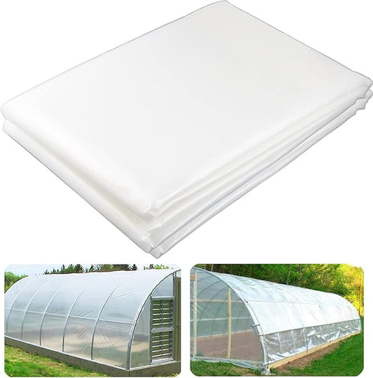 Yowlieu 10' x 26' Clear Greenhouse Plastic Sheeting, 6 Mil UV Resistant Polyethylene Greenhouse Film Hoop Green House Plastic Cover for Farms, Agriculture, Garden