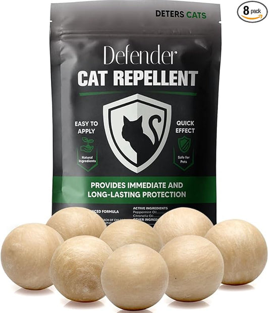 Cat Repellent Outdoor, Peppermint Cat Repellent, Safe for Kids & Pets, Naturally Keep Cats Out of Lawn/Yard/Garden/Home, Indoor and Outdoor Use Cat Repellant, Lasting Protection, 8 Packs