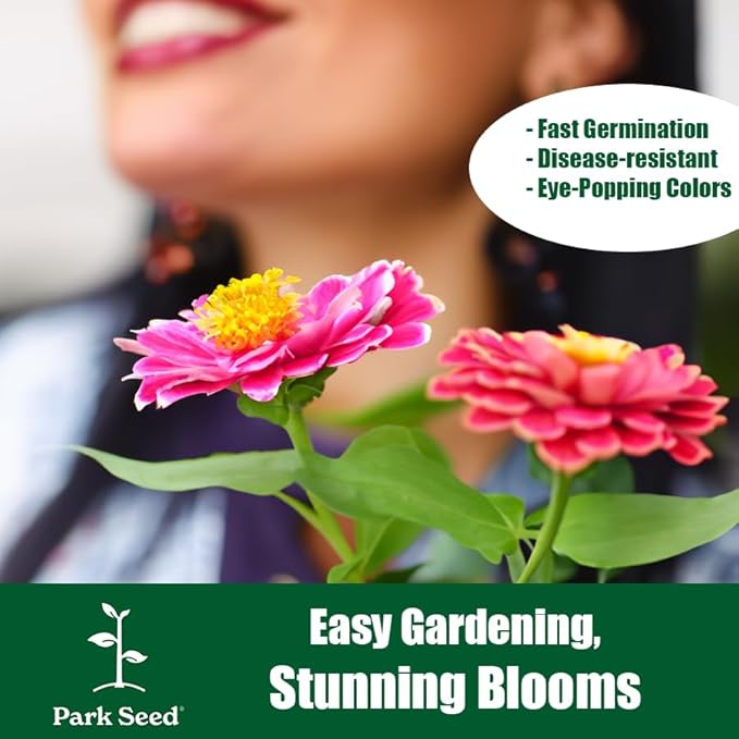 Park Seed Zinnia Flower Planting Seeds, Easy to Grow, Perfect for Spring Garden, Profusion Lemon, Pack of 25
