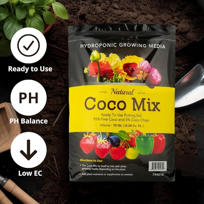 Potting Soil Mix 2-Pack - 10 Quarts Envelor Indoor Plants Soil for Outdoor Plants 0.34 Cubic Feet Potting Mix Hydrated Coco Coir Mix for Plants Ready to Use Natural Plant Top Soil