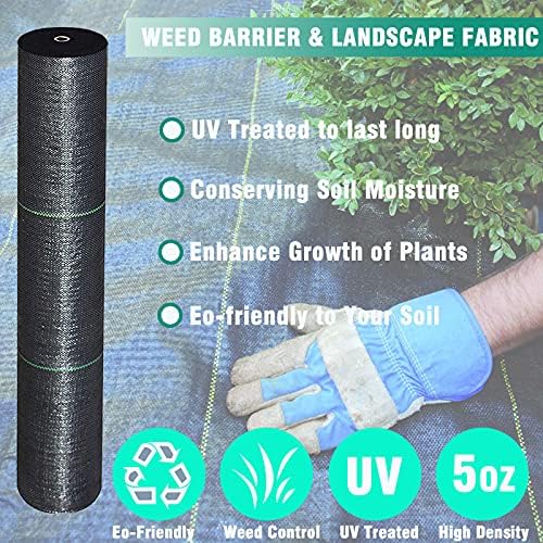 Snail 7ft x 200ft Weed Barrier Landscape Fabric Premium 5oz Pro Heavy Duty Ground Cover Anti-Weed Gardening Mat High Permeability Easy Setup Commercial Outdoor Weed Mat