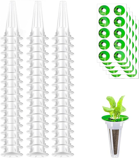 100 PCS Hydroponic Baskets Kit, 50 Pcs Hydroponic Grow Baskets and 50 Pcs Seed Pot Label for Grow Basket, Compatible with Hydroponic Growing System