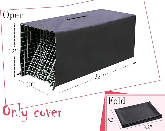Live Animal Trap Cage Cover, Cat Trap for Stray Cats 32 Inch Folding Skunk Trap with Real Door for Raccoons, Opossums, Groundhogs, Skunks, Feral Cats, Squirrels (Only Cover)