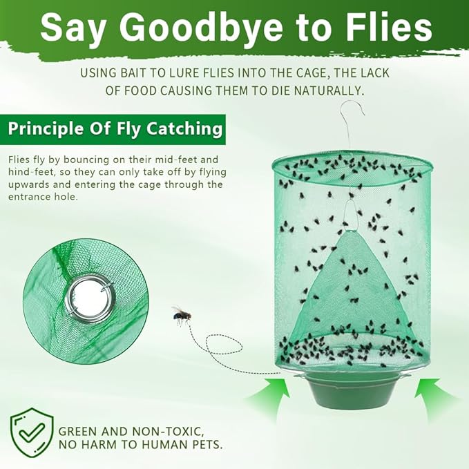 Fly Trap Indoor and Outdoor, 8 Pack Reusable Hanging Fly Killer, Pest Control, Fly Traps for Ranch,Family Farms, Park, Restaurants