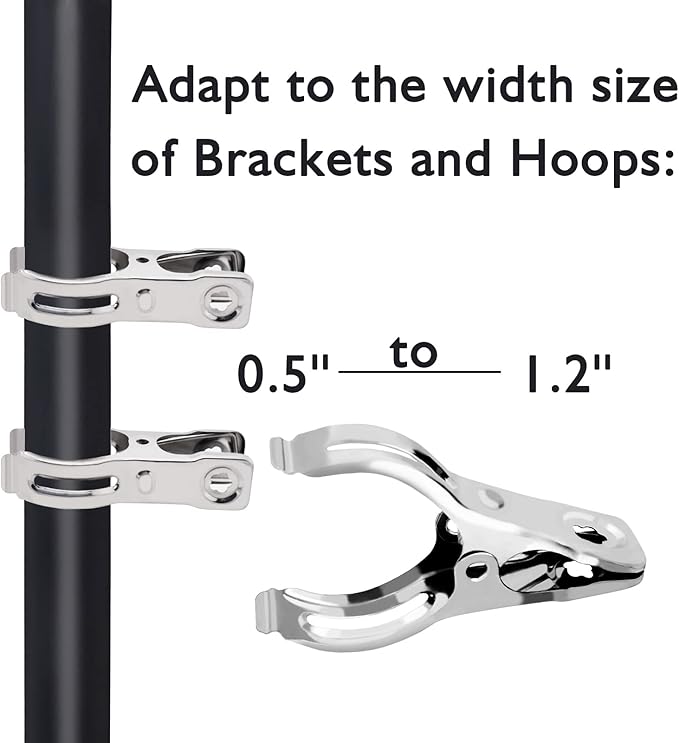 BESTEEL Upgraded 100 PCS Garden Clips, Greenhouse Clamps 100% Stainless Steel Heavy Duty Greenhuose Clips for Netting - Strong Grip to Hold Down Shade Cloth or Plant Cover on Garden Greenhouse Hoops