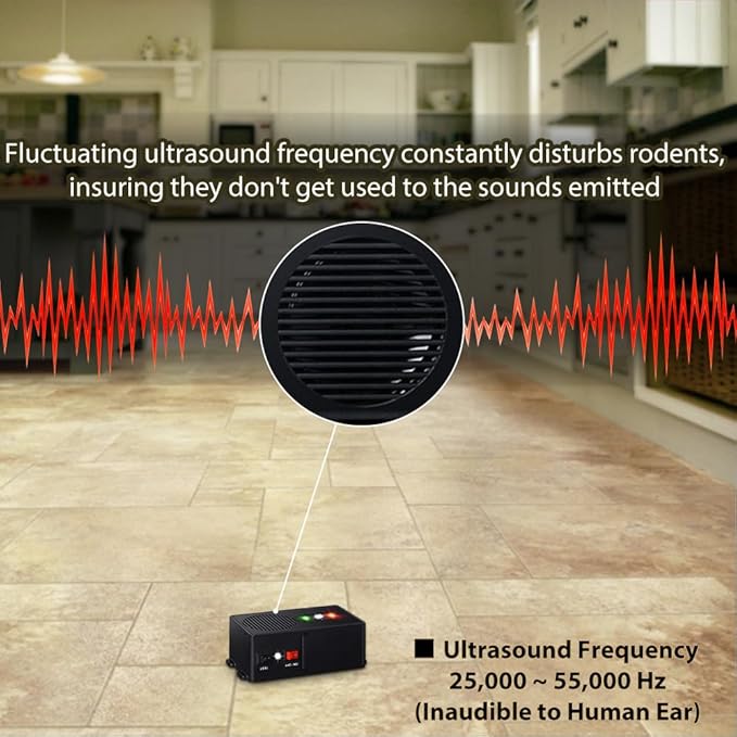 Ultrasonic Rodent Repellent for Car Engine - Battery Powered Under Hood Animal Repeller with Flashing Strobe Light, Keeps Rats and Mice Away from Vehicle, Automobile, Truck, Garage, Attic, Pack of 2