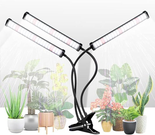 GHodec Grow Light for Indoor Plants,150W 6000K Full Spectrum Clip Plant Growing Lamp,Super Bright 252 LED Plant Light with Flexible Gooseneck & Timer Setting 4/8/12H