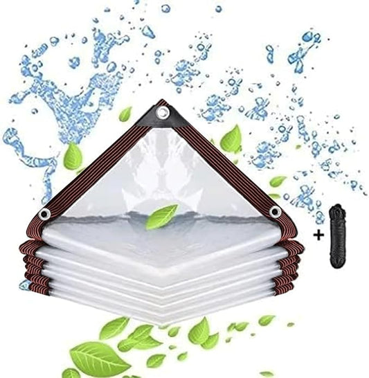 Clear Tarps with Grommets, 7x8FT with 1 Rolls Ropes Anti Tear Waterproof Tarps for Outdoors Clear Plant Covers for Covering Firewood Piles Patio Furniture Dog or Chicken Coops