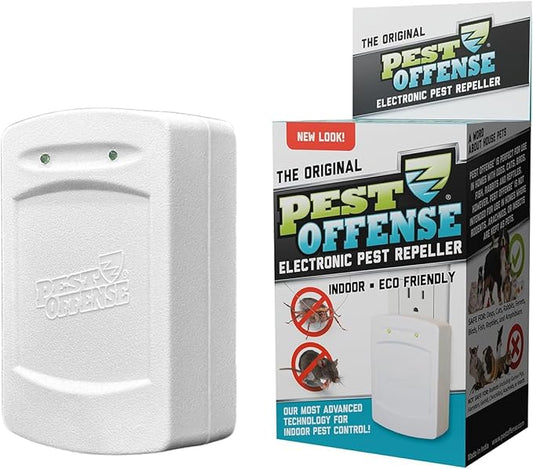 2025 Upgraded PEST OFFENSE New Look Electronic Pest Repeller for Indoor Pest Control of Mice, Rats, Rodents, Roaches for Home, Office, Business, Garage, Warehouse