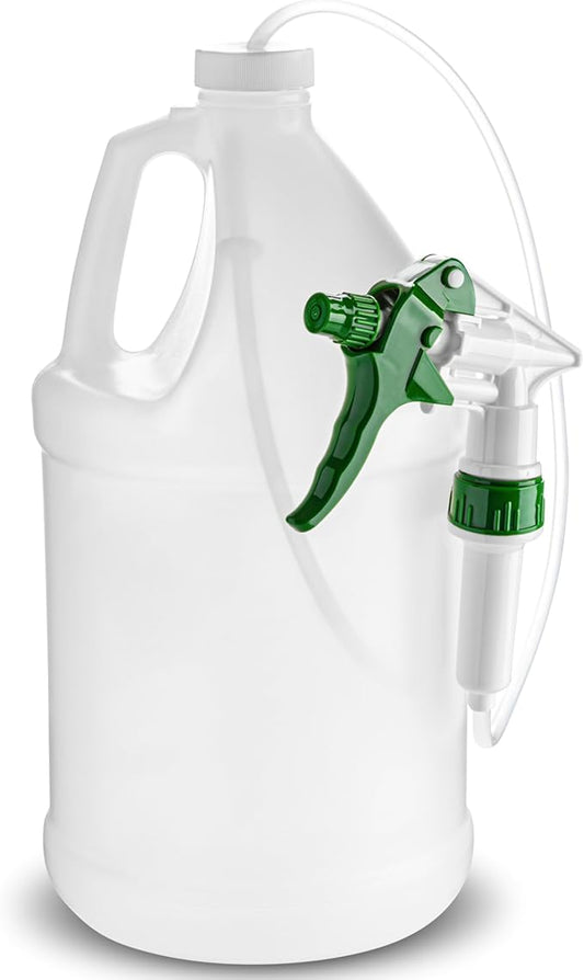 1 Gallon Lawn Sprayer - Heavy Duty Hand Pump Bottle Trigger Sprayer Nozzle & 3 Foot Extended Hose Tube, for Gardening, Planting, Misting & Cleaning - Refillable Plastic Jug - Pack of 2