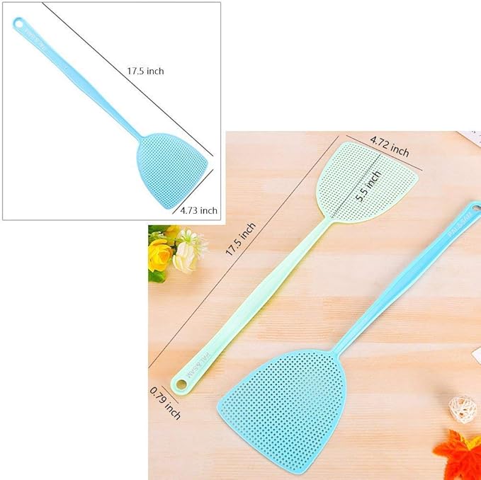 Fly Swatter, 6 Pack Strong Flexible Manual Swat Set, Assorted Colors, Long Range Handles, Indoor and Outdoor Racket for Bug, Mosquito, Bee, Spiders, Flies