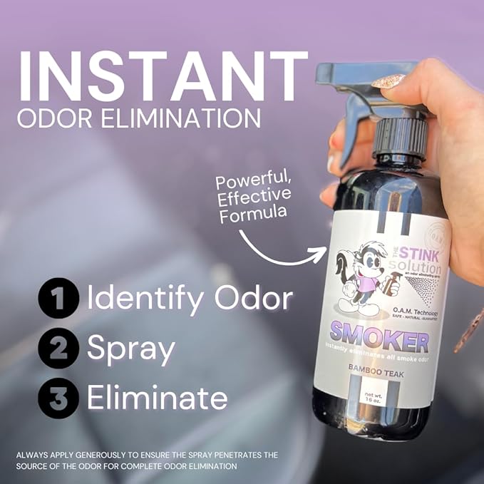 Smoke Odor Eliminator Spray for Home, Car, Clothes, Hands, Hair, Wall & More Completely Neutralizes All Types of Smoke Odor Best Smoke Smell Remover Bamboo Teak 16oz & Sky Blue 16oz