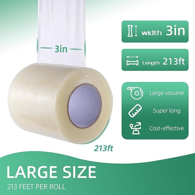 Greenhouse Repair Tape, 6.3 mil Thickness Greenhouse Plastic Tape, Clear UV Resistant Greenhouse Sheeting Coverings Film Tape(3inX213ft)