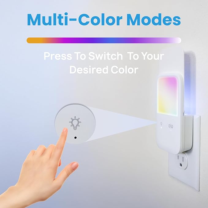 Plug-in Fly Trap NightLight - RGB Insect Catcher for Mosquitoes, Gnats, Fruit Flies, Indoor Insect Trap, Color-Changing Lamp for Home, Kitchen,Office (2 Devices with 10 Sticky Pads)