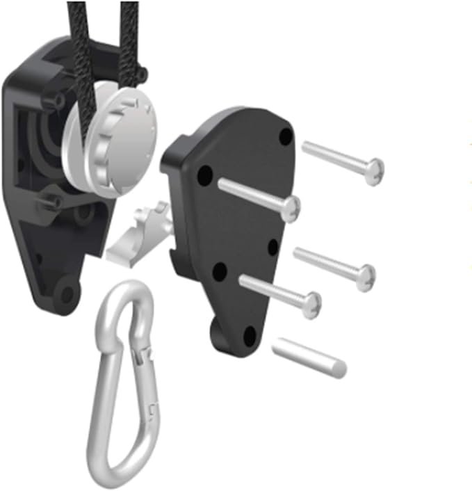 Grow Light Rope Hanger 2Pairs， Adjustable Rope Ratchet Hangers 150 Lbs per Pair with Stainless Steel 2.5" S Hook