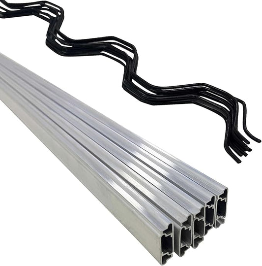 10 Set Greenhouse Lock Channel and Spring Wire,1MM Thick Aluminum Alloy Lock Channel and PVC Coated Spring Wires for Fixing Greenhouse Plastic Cover and Shade Cloth,6.6 FT,10 Set