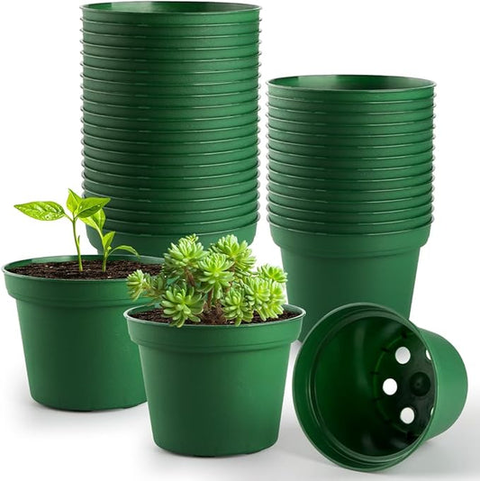 160 Pack 3 Inch Green Nursery Pots - Plastic Seedling, Seed Starter, Germination Pots with Drainage for Plants, Succulents, Flowers, Transplanting Gardening Gifts