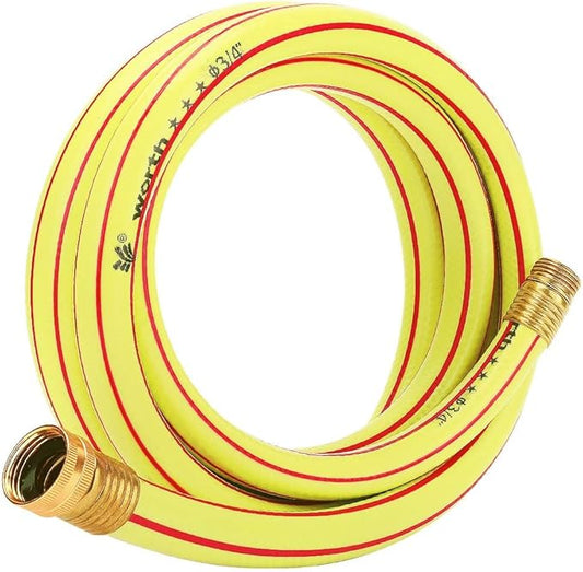 Solution4Patio Yellow Garden Hose 3/4 in. x 50 ft. -Heavy Duty Durable Flexible Lightweight Water Pipe-Brass Aluminum Ends for Household & Commercial Use -Kink Free, No Leaking, Male/Female Fittings