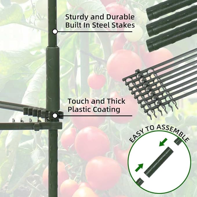 3 Package up to 48in Tomato cage Garden Grid Plant Support Posts with Adjustable Tomato cage Vegetable Grid (3pack)