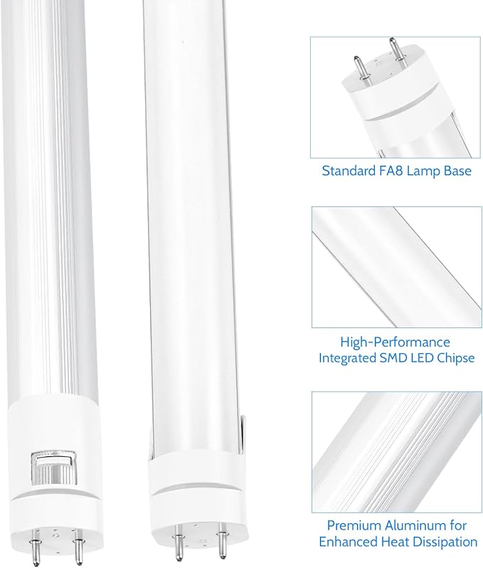 LightingWill LED T8 3FT Light Tube, Natural White 4000K, Dual-End Powered Ballast Bypass, 1600Lumens 15W (32W Fluorescent Equivalent), Frosted Cover, AC85-265V Lighting Tube Fixtures, 4 Pack