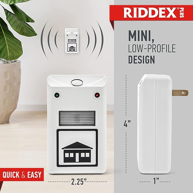 RIDDEX Plus Insect Repellent | Plug in, Mouse Deterrent - Pest Control for Defense Against Rats, Mice, Roaches, Bugs and Insects | Control Pests with No Toxins | White 2-Pack