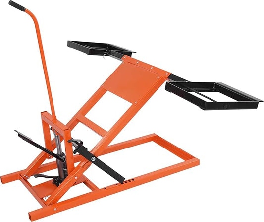 Lawn Mower Lift, 500Lbs Lawn Mower Lift Carbon Steel Hydraulic Lift Jack Lawnmower Lift Tool Adjustable Lawnmower Lifts w/Hydraulic Foot Pedal for Garden Tractors All-Terrain Maintenance and Repair