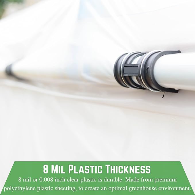 Farm Plastic Supply - Clear Greenhouse Plastic Sheeting - Ultra Durable - 8 mil - (13' x 32') - 4 Year UV Resistant Polyethylene Greenhouse Film for Gardening, Farming, Agriculture