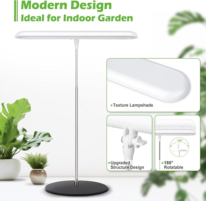 FOXGARDEN Grow Light, Full Spectrum Desktop Grow Lamp with Base, Bright LED Plant Light with Auto On/Off Timer 4/8/12H, 4 Dimmable Brightness, Height Adjustable, Ideal for Indoor Plants