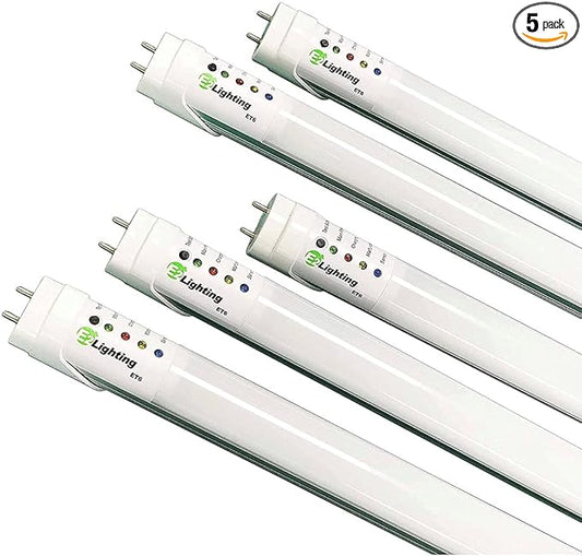 4ft T8 LED Bulbs, LED Fluorescent Tube Replacement 4ft, T8 LED with Emergency Battery, 5000K, 18W, 120-277V, Ideal for Office and Warehouse-5 Pack