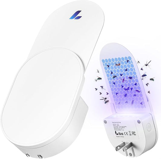 LiBa Fruit Fly Traps for Indoors, Flying Insect Trap for Indoors, Light Trap Captures Fruit Flies, Gnats and Houseflies, Plug-in Mosquito Killer Indoor Gnat Moth Catcher with 3 Refills
