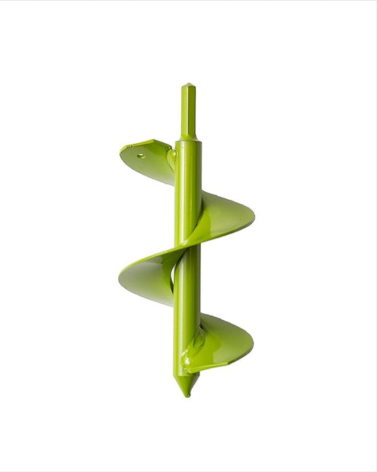 Power Planter Bulb Auger & Bedding Plant Tool - 3"x7" Garden Auger Drill Bit with 3/8" Non-Slip Hex Drive, Hand-Welded Planting Auger Gardening Drill, Earth Auger Digging Tools, Up to 6" Deep (Lime)