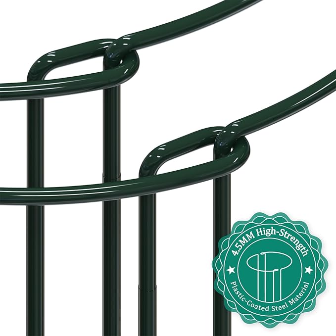 16 PCS Adjustable Plant Support Stand with Clips & Twist Tie - 10x24 Inch Garden Stakes for Indoor Outdoor Plants, Heavy Duty Plant Stakes Peony Support Cage Plant Support Ring